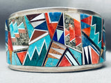 6.5 Inch Wrist Vintage Native American Navajo Tommy Jackson Inlay Sterling Silver Bracelet-Nativo Arts