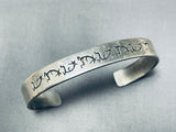 Delicately Hand Carved Intricate Vintage Native American Navajo Sterling Silver Bracelet