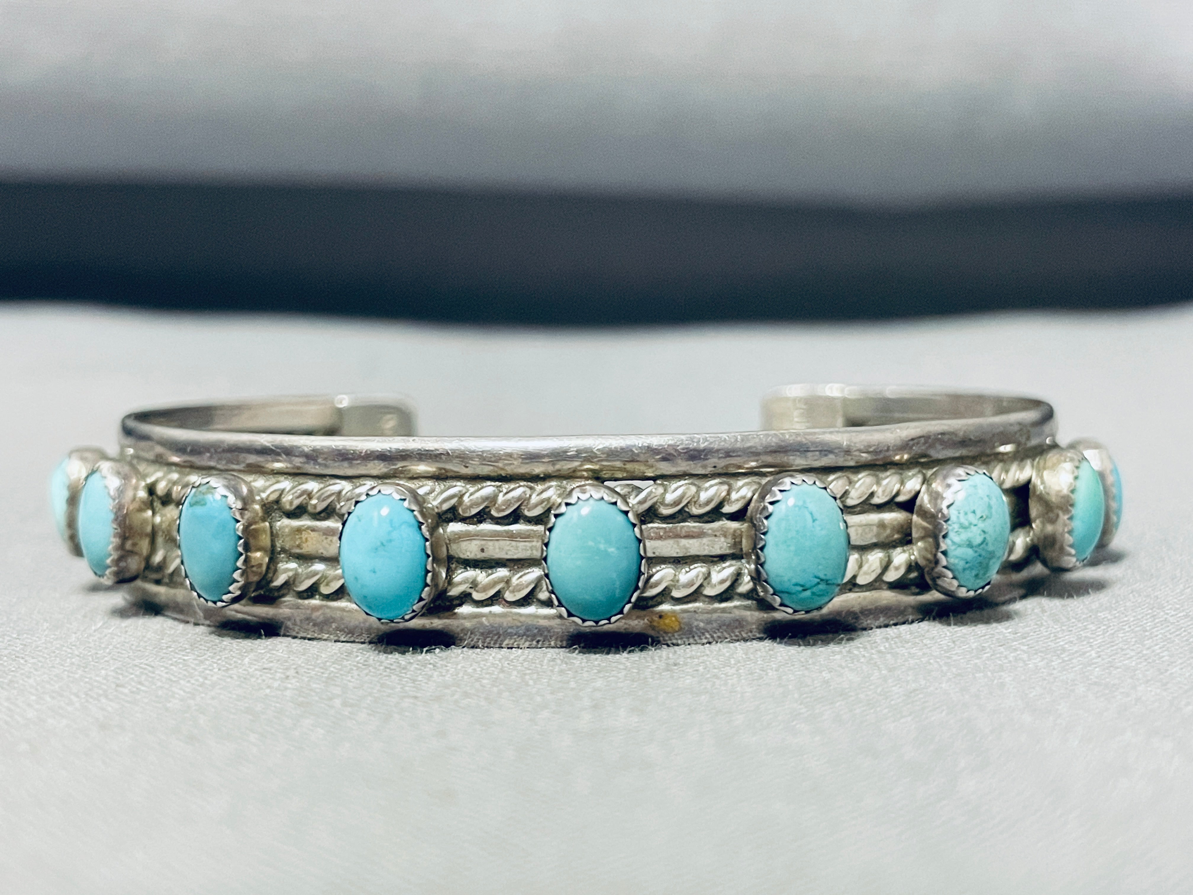 Unique Vintage Native American Navajo Turquoise Sterling Silver