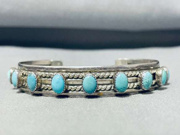 Unique Vintage Native American Navajo Turquoise Sterling Silver Bracelet-Nativo Arts