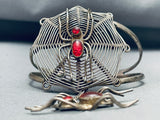 Spider On Web Vintage Native American Navajo Sterling Silver Dangling Bracelet-Nativo Arts