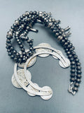 Authentic Native American Navajo Sterling Silver Coin Squash Blossom Necklace-Nativo Arts
