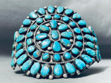 Museum Quality Vintage Native American Navajo Mid Century Turquoise Sterling Silver Bracelet