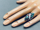 One Of The Coolest Hand Carved Stones Vintage Native American Zuni Inlay Ring-Nativo Arts