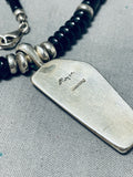 Intricate Vintage Native American Navajo Lapis Turquoise Sterlign Silver Necklace