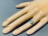 Adorable Vintage Native American Zuni Blue Gem Turquoise Sterling Silver Ring-Nativo Arts