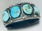 Important Mine!! Vintage Native American Navajo Turquoise Sterling Silver Bracelet Old-Nativo Arts