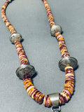 Exquisite Native American Navajo Spiny Oyster Sterling Silver Necklace Signed Robert Shakey-Nativo Arts