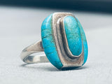 One Of The Coolest Vintage Navajon Turquoise Inlay Sterling Silver Ring-Nativo Arts