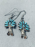 Superior Vintage Native American Navajo Needlepoint Turquoise Sterling Silver Earrings-Nativo Arts