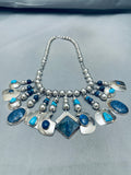 The Coolest Vintage Native American Navajo Lapis Sterling Silver Necklace-Nativo Arts