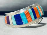 Garcia Fam Vintage Native American Navajo 6.5 Inch Wrist Sterling Silver Inlay Bracelet-Nativo Arts