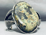 Early Vintage Native American Navajo Moss Green Turquoise Sterling Silver Bracelet-Nativo Arts