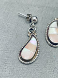 Tears Of Pearl Vintage Native American Navajo Sterling Silver Earrings-Nativo Arts