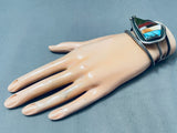 One Of The Most Unique Vintage Native American Navajo Inlay Turquoise Sterling Silver Bracelet