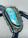 Notable Vintage Native American Zuni Kingman Turquoise Sterling Silver Bolo-Nativo Arts