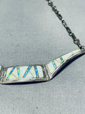 Delightful Jim Secatero Native American Navajo Synthetic Opal Sterling Silver Necklace-Nativo Arts