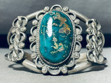 Cripple Creek Turquoise!! Vintage Native American Navajo Sterling Silver Bracelet-Nativo Arts