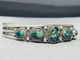 Important Tommy Yazzie Vintage Native American Navajo Damale Turquoise Sterling Silver Bracelet-Nativo Arts