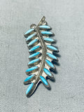 Amazing Vintage Native American Zuni Blue Gem Turquoise Sterling Silver Pin-Nativo Arts