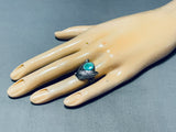 Superior Vintage Native American Navajo Carico Lake Turquoise Sterling Silver Ring-Nativo Arts