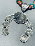 Gasp! Native American Navajo Turquoise Sterling Silver Spiny Oyster Squash Blossom Necklace-Nativo Arts