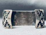 Hand Tooled Geomtric Vintage Native American Navajo Turquoise Sterling Silver Bracelet-Nativo Arts