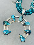 Majestic Native American Navajo Signed Turquoise Coral Sterling Silver Squash Necklace-Nativo Arts