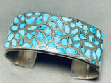 6.5 Inch Wrist Vintage Zuni Turquoise Sterling Silver Bracelet Wow!-Nativo Arts