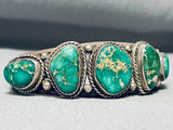 Oine Of The Finest Vitnage Native American Navajo Candelaria Turquoise Sterling Silver Bracelet