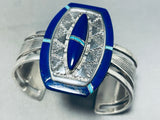 Abraham Begay!!! Vintage Native American Navajo Turquoise Lapis Sterling Silver Bracelet-Nativo Arts