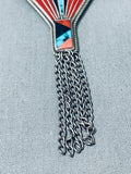 Highly Detailed Vintage Navojo Spiderweb Turquoise Sterling Silver Pin