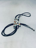 Fascinating Vintage Native American Zuni Turquoise Sterling Silver Signed Bolo-Nativo Arts