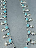Brilliant Native American Navajo 23 Kingman Turquoise Sterling Silver Necklace-Nativo Arts