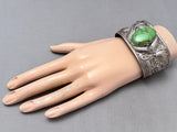 Detailed Vintage Southwest Gaspeite Sterling Silver Leaf Bracelet-Nativo Arts
