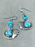 Dazzling Vintage Native American Navajo Morenci Turquoise Sterling Silver Earrings-Nativo Arts