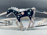 Prancing Horse Vintage Southwest Inlay Sterling Silver Bracelet-Nativo Arts