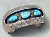 Tim Yazzie Magnificent Native American Navajo Blue Gem Turquoise Sterling Silver Bracelet-Nativo Arts