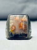 Misty Agate Vintage Native American Navajo Sterling Silver Ring -check Out The Patina!-Nativo Arts