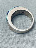 Intricate Vintage Native American Navajo Inlay Sterling Silver Ring-Nativo Arts