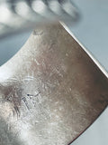 Heavy 95 Grams Vintage Native American Navajo Hand Tooled Sterling Silver Concho Bracelet Cuff-Nativo Arts