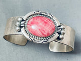 Larry Moses Yazzie Vintage Native American Navajo Rhodochrosite Sterling Silver Bracelet-Nativo Arts