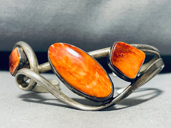 Gary Sanchez Vintage Native American Navajo Contemporist Shell Sterling Silver Bracelet-Nativo Arts