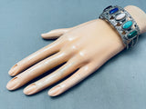 Butterfly Concho Vintage Native American Navajo Turquoise Lapis Sterling Silver Bracelet-Nativo Arts