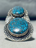 Important Lander Blue Turquoise Vintage Native American Navajo Sterling Silver Ring-Nativo Arts