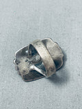 Green Blue Turquoise Patina Vintage Native American Navajo Sterling Silver Raindrop Ring
