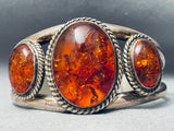 Ancient Tree Sap Amber Vintage Southwest Sterling Silver Bracelet-Nativo Arts