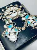One Of The Best Ever Vintage Native American Zuni Turquoise Inlay Sterling Silver Ketoh Bracelet-Nativo Arts