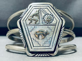 Important Sacred Bear Vintage Native American Navajo Sterlin Gsilver Gold Bracelet-Nativo Arts