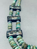 One Of The Most Insane Vintage Native American Navajo Green Turquoise Sterling Silver Necklace-Nativo Arts